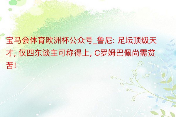 宝马会体育欧洲杯公众号_鲁尼: 足坛顶级天才, 仅四东谈主可称得上, C罗姆巴佩尚需贫苦!