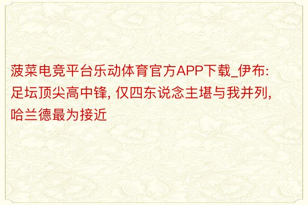 菠菜电竞平台乐动体育官方APP下载_伊布: 足坛顶尖高中锋, 仅四东说念主堪与我并列, 哈兰德最为接近